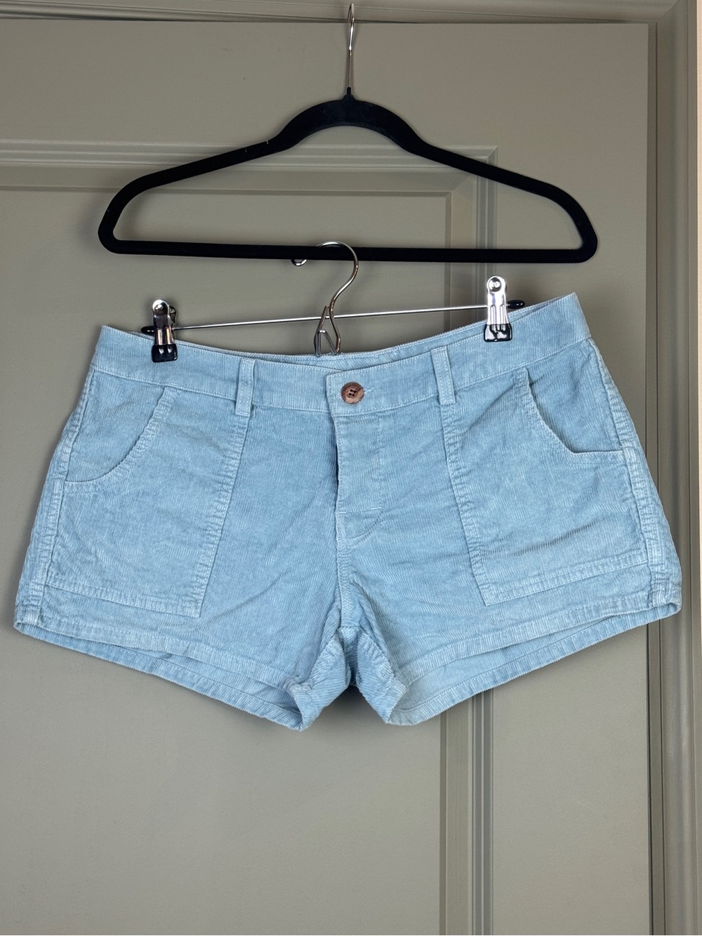 Birdwell Beach Britches Light Blue Corduroy Shorts Made in USA Womens 10